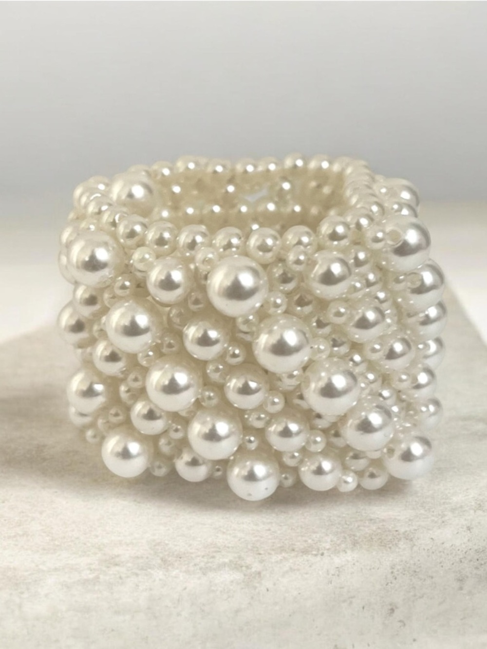 Classic Ivory Pearl Beaded Stretch Bracelet